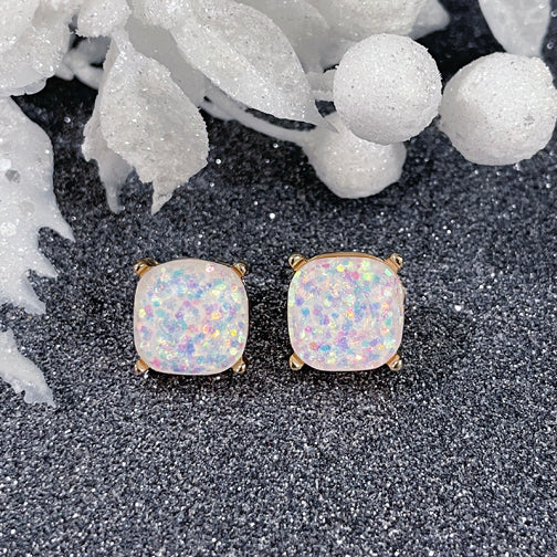 Glitter Stud Earrings | Christmas Earrings | Christmas Stud Earrings | Square Glitter Studs | FENNO FASHION