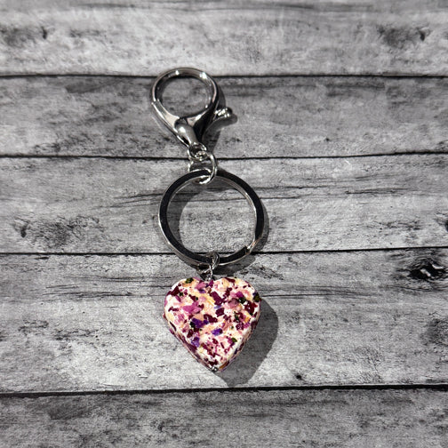 Flower Petal Remembrance Keychain using Handmade Beads | Customizable Keychain | Megan Fenno | FENNO FASHION | Cincinnati | Memorial Jewelry 
