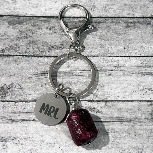 Flower Petal Remembrance Keychain using Handmade Beads | Customizable Keychain | Megan Fenno | FENNO FASHION | Cincinnati | Memorial Jewelry Cincinnati | Funeral Flower Jewelry Cincinnati 