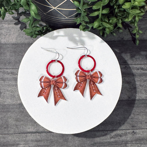 Football Bow Earrings | Ohio State Jewelry | UC jewelry | Bearcats Earrings | FENNO FASHION