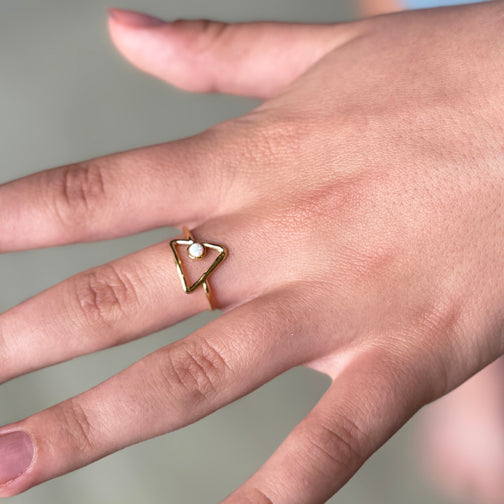 Geometric Adjustable Ring | Opal Ring | Geometric Jewelry | Geometric Opal Ring | FENNO FASHION