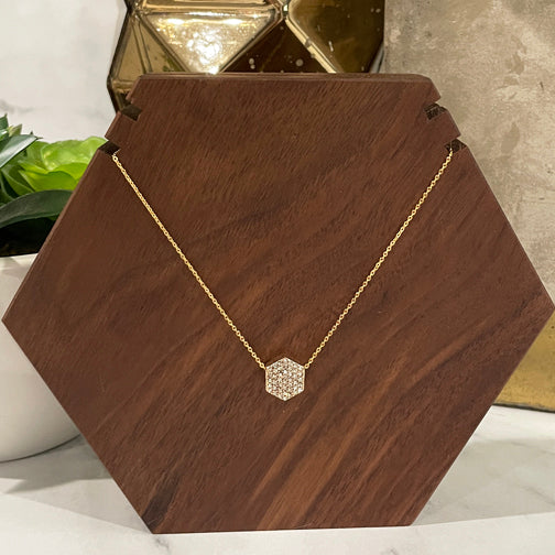 Geometric Dainty Necklace | Hexagon Necklace | Geometric Jewelry | Dainty Crystal Necklace | FENNO FASHION