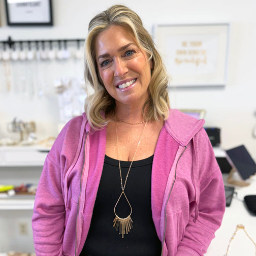 Geometric Gold Pendant Necklace | Long Pendant Necklace | FENNO FASHION | Megan Fenno