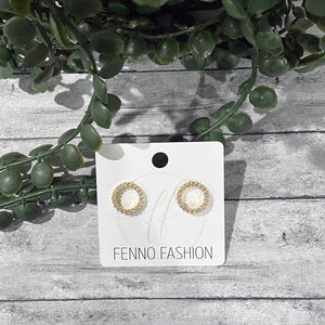 Gold Circle Studs | Crystal  Stud Earrings | Circle Earrings | FENNO FASHION