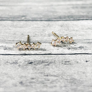 Gold Crystal Climber Earrings | Gold Climbers | FENNO FASHION
