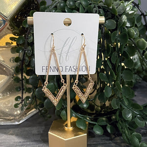 Gold Geometric Earrings | Gold Druzy Earrings | FENNO FASHION