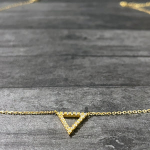 Crystal-Lined Open Triangle Dainty Necklace