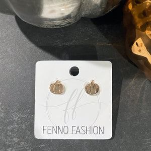 Rose Gold Pumpkin Stud Earrings | Pumpkin Earrings | Pumpkin Studs | FENNO FASHION