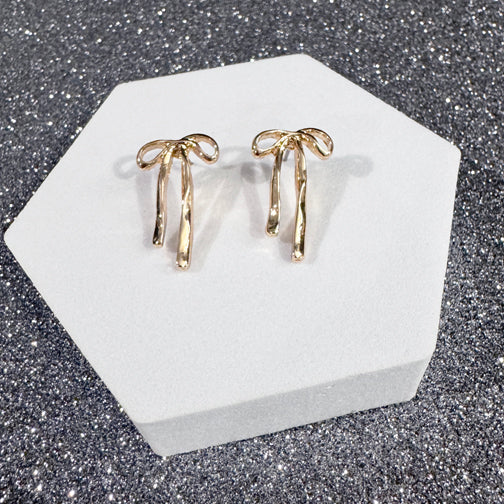 Gold Bow Earrings  | Bow Studs | Gold Ribbon Stud Earrings | FENNO FASHION