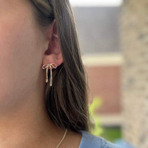 Gold Bow Earrings  | Bow Studs | Gold Ribbon Stud Earrings | FENNO FASHION
