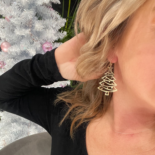 Gold Christmas Tree Earrings | Christmas Earrings | Christmas Tree Gold Earrings | FENNO FASHION