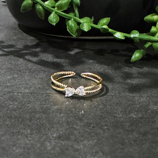 Gold Crystal Bow Adjustable Ring | Adjustable Ring | FENNO FASHION