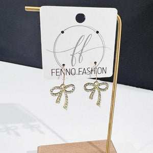 Gold Crystal Bow Earrings | Bow Earrings | Elegant Earrings | FENNO FASHION