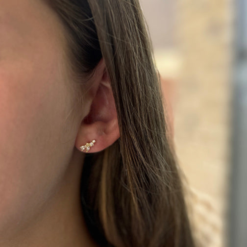 Gold Crystal Climbers | Dainty Crystal Stud Earrings | Small Climber Earrings | FENNO FASHION
