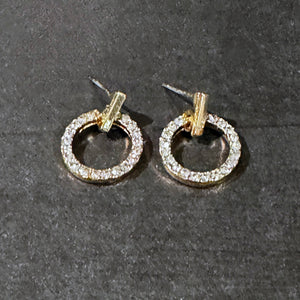 Gold Crystal Earrings | Bar Post Earrings | Geometric Earrings | FENNO FASHION