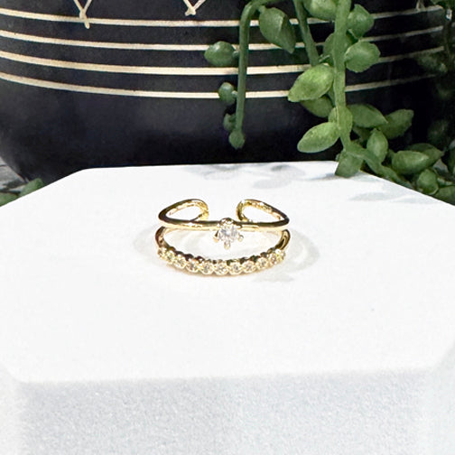 Gold Crystal Ring | Adjustable Ring | Gold Crystal Dainty Ring | FENNO FASHION