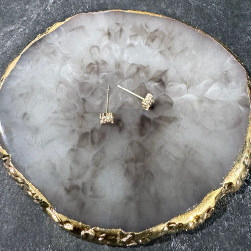 Gold Crystal Small Stud Earrings | Tiny Crystal Stud Earrings | Dainty Crystal Stud Earrings | FENNO FASHION