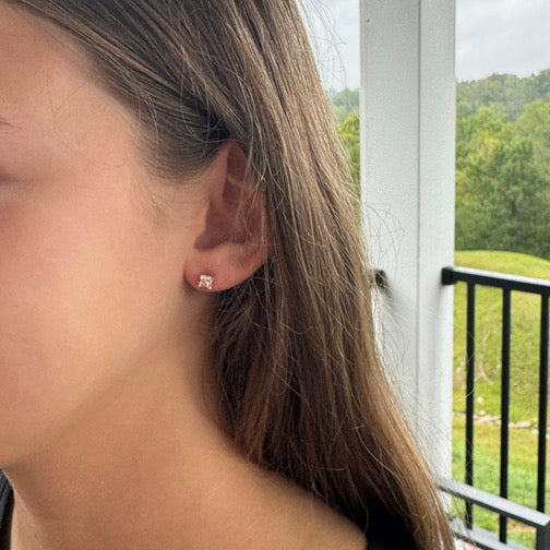 Gold Crystal Small Stud Earrings | Tiny Crystal Stud Earrings | Dainty Crystal Stud Earrings | FENNO FASHION