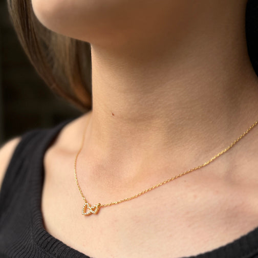 Gold Dainty Crystal Heart Necklace | Heart Necklace | FENNO FASHION
