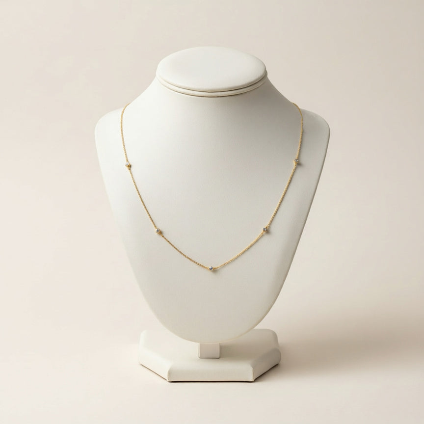 Silver Dainty Crystal Layering Necklace | FENNO FASHION | Cincinnati Jewelry Designer 