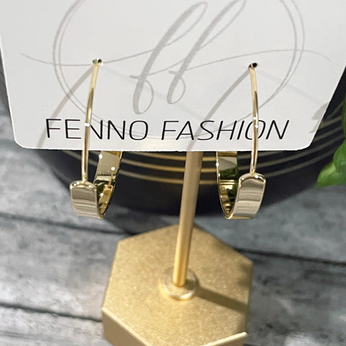 Gold Flat Bar Hoop Earrings | Gold Hoop Earrings | Gold Hoops | FENNO FASHION