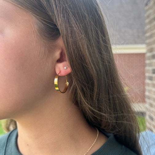 Gold Flat Bar Hoop Earrings | Gold Hoop Earrings | Gold Hoops | FENNO FASHION