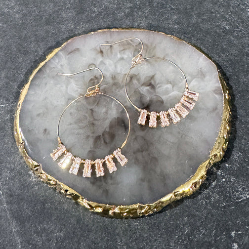 Gold Geometric Earrings | Crystal Geometric Earrings | Hoop Earrings with Crystals | FENNO FASHION 