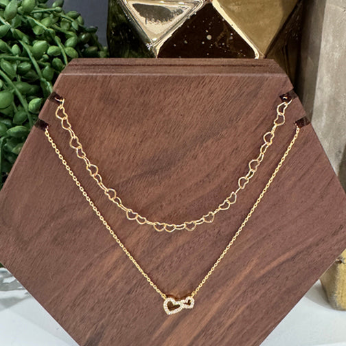 Gold Heart Necklace | Interlocking Hearts Necklace | Dainty Heart Necklace | FENNO FASHION