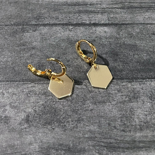 Gold Hexagon Hoop Earrings | Dainty Geometric Jewelry | Gold Huggie Hoops | Hexagon Earrings | FENNO FASHION