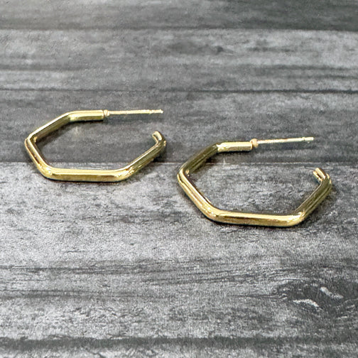 Gold Hexagon Hoop Earrings | Geometric Earrings | Geometric Hoops | Minimalist Earrings | FENNO FASHION  