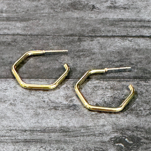 Gold Hexagon Hoop Earrings | Geometric Earrings | Geometric Hoops | Minimalist Earrings | FENNO FASHION 
