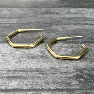 Gold Hexagon Hoop Earrings | Geometric Earrings | Geometric Hoops | Minimalist Earrings | FENNO FASHION  