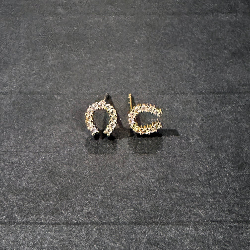 Gold Horseshoe Earrings | Horseshoe Stud Earrings | Crystal Horseshoe Studs | FENNO FASHION | Cincinnati Jewelry Designer 