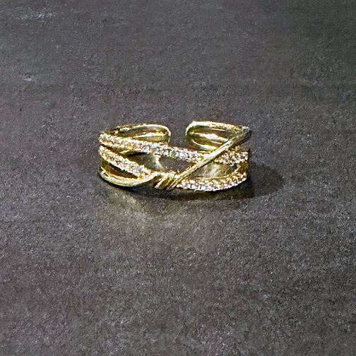 Gold Layered Adjustable Ring | Dainty Crystal Adjustable Ring | FENNO FASHION 