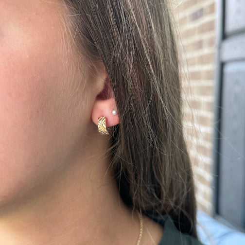 Gold Luxe Line Studs | Geometric Stud Earrings | Small Studs | Textured Metal Earrings | FENNO FASHION