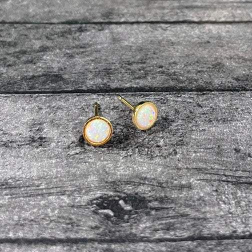 Gold Opal Stud Earrings | Small Opal Earrings | Opal Jewelry | FENNO FASHION