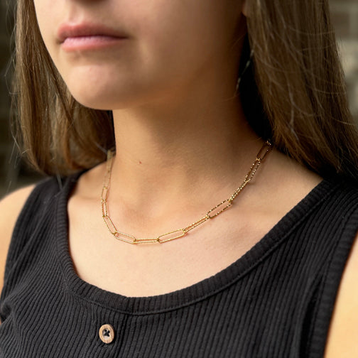 Gold Paperclip Chain Necklace | Layering Necklace | Paper Clip Chain Necklace | FENNO FASHION