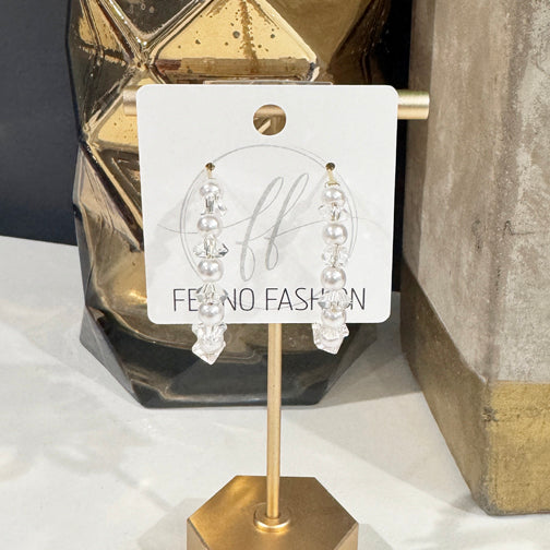 Gold Pearl Hoop Earrings | Pearl Earrings | Pearl Hoops | FENNO FASHION