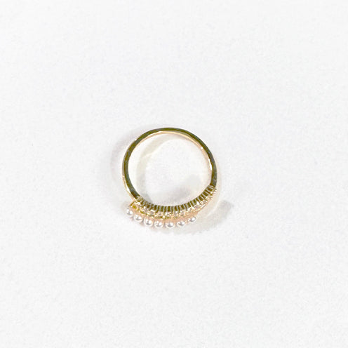 Gold Pearl Ring | Adjustable Ring | Adjustable Pearl Ring | Minimalist Ring | Dainty Crystal Ring | FENNO FASHION