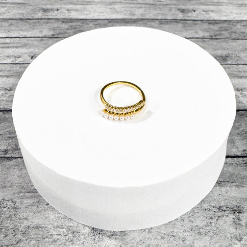 Gold Pearl Ring | Adjustable Ring | Adjustable Pearl Ring | Minimalist Ring | Dainty Crystal Ring | FENNO FASHION