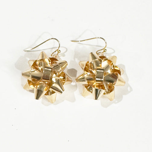 Gold Present Bow Christmas Earrings  | FENNO FASHION | Christmas Jewelry | Christmas Earrings 