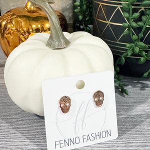 Gold Skull stud Earrings | Day of the Dead Studs | Halloween Stud Earrings | FENNO FASHION