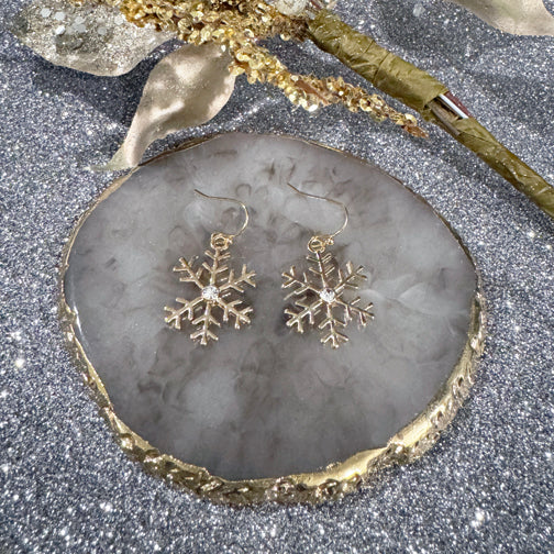 Gold Snowflake Earrings  | FENNO FASHION | Christmas Jewelry | Christmas Earrings 