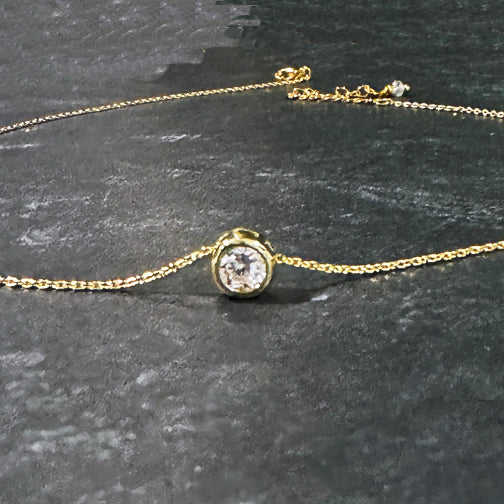 Gold Solitaire Crystal Necklace | Dainty Crystal Necklace | Everyday Wear Necklace | FENNO FASHION