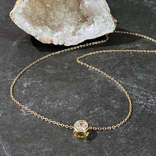 Gold Solitaire Crystal Necklace | Dainty Crystal Necklace | Everyday Wear Necklace | FENNO FASHION