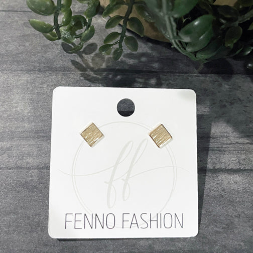 Gold Square Stud Earrings | Small Stud Earrings | FENNO FASHION | Cincinnati Jewelry Designer 