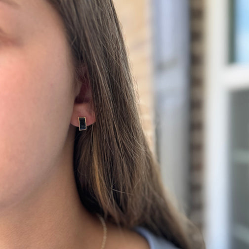 Gold and Black Stud Earrings | Minimalist Earrings | Black Earrings | FENNO FASHION