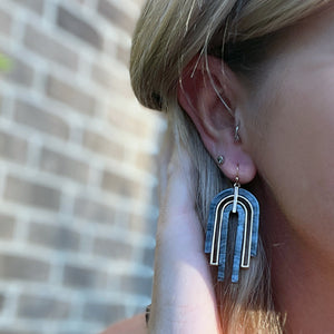 Gray Geometric Earrings | U - Shape Earrings | FENNO FASHION