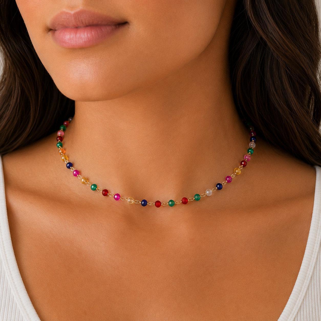 Handmade wire wrapped beaded choker necklace | Colorful beaded necklace | Dainty beaded choker necklace for everyday wear | FENNO FASHION | Cincinnati Jewelry Designer