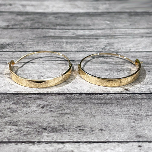 Classic Gold Flat Bar Hoops (Smaller)